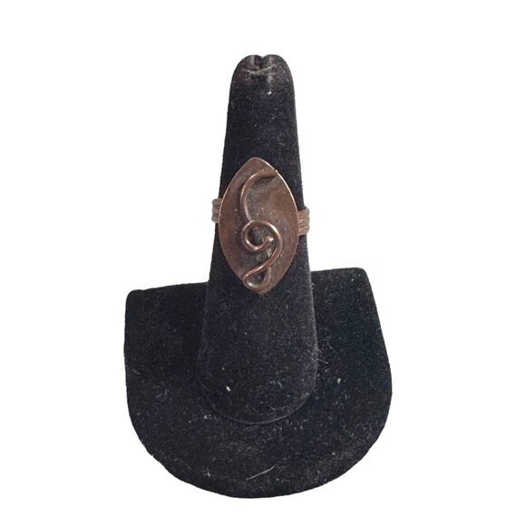 Vintage Copper Adjustable Ring Music Note Trebel Clef MCM Mid Century Swirl - Picture 2 of 9